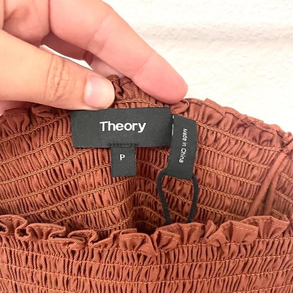 Theory Bustier Dress Flat Twill Rust Clay Women’s Size P/XS Mini Elegant - Picture 3 of 6